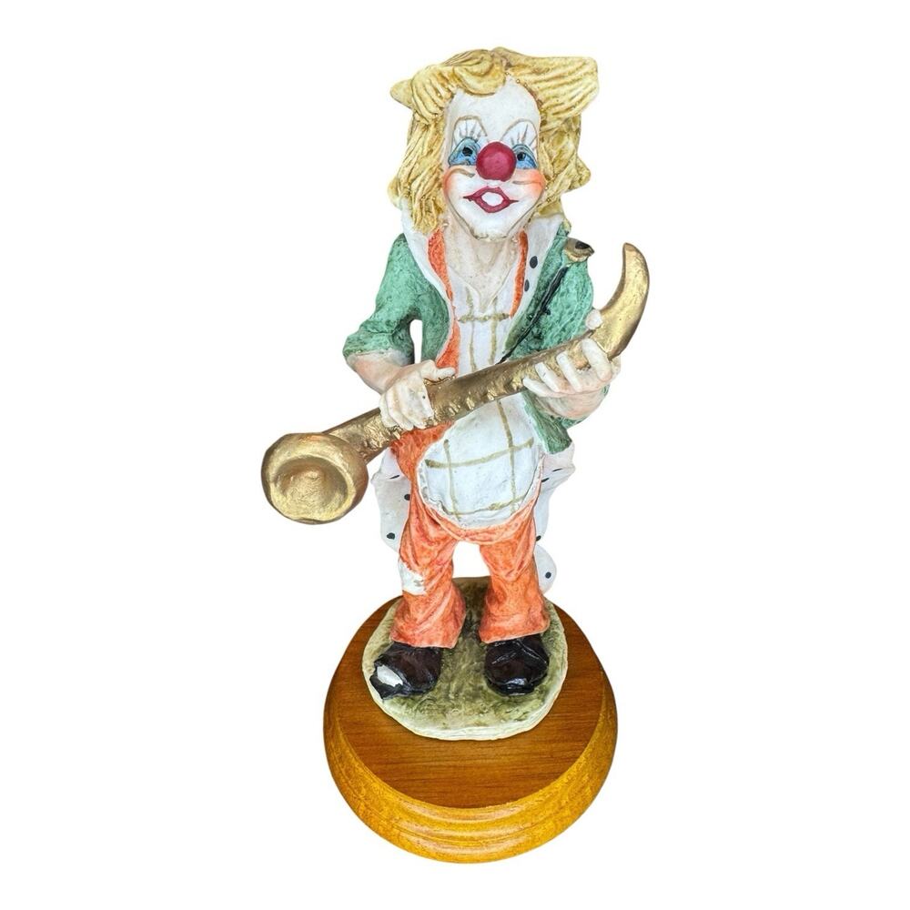 Colorful Clown Playing Saxophone Figurine with Gold Accents - Picture 2 of 8